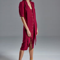 Dress with Scarf and Gold Buttons