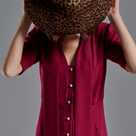 Dress with Scarf and Gold Buttons