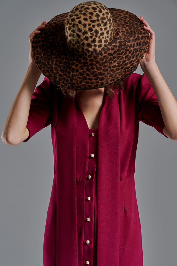 Dress with Scarf and Gold Buttons