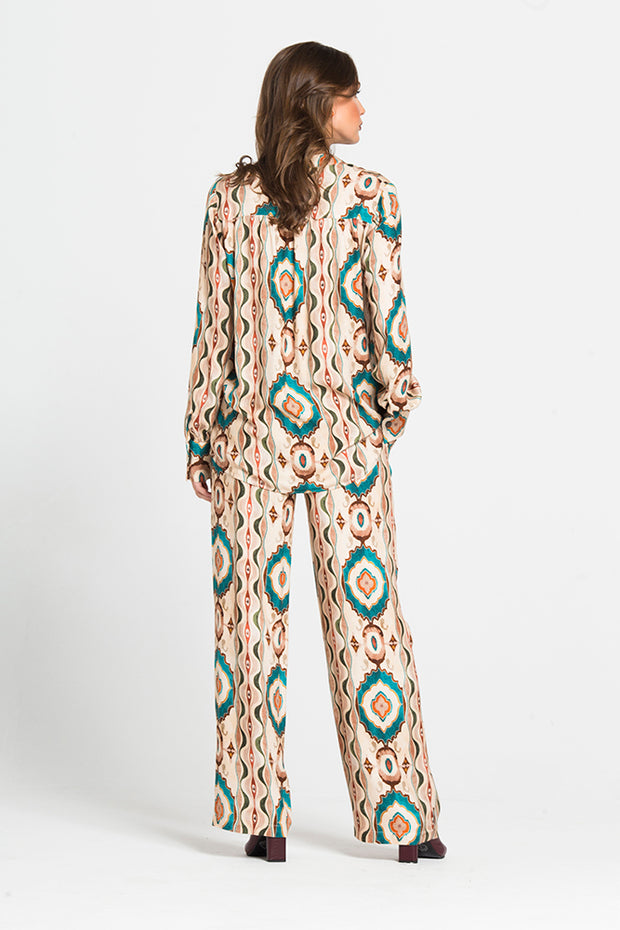 Patterned Straight Line Trousers