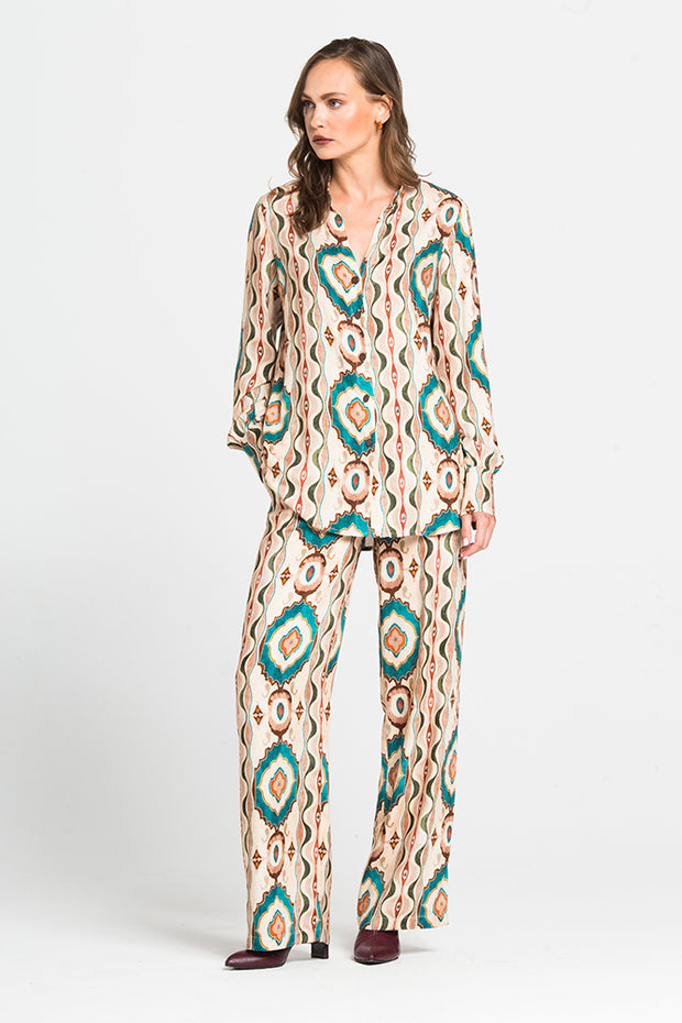 Patterned Straight Line Trousers