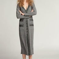 Πλεκτό Φόρεμα με Κουμπιά