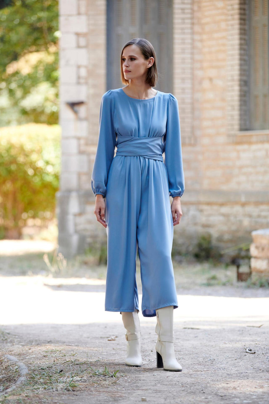 Cropped Jumpsuit with Belt