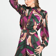 Πουκάμισο με Σχέδια Και Σατέν Υφή