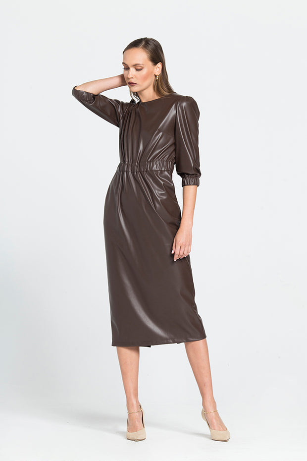 Long Dress Made of Eco-Leather
