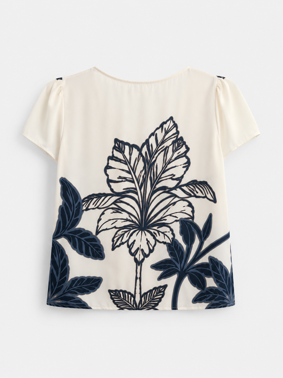 Blouse satin viscose with flower