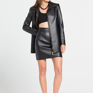 Quilted Long Leather Jacket