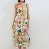 Φόρεμα λινό φλοράλ