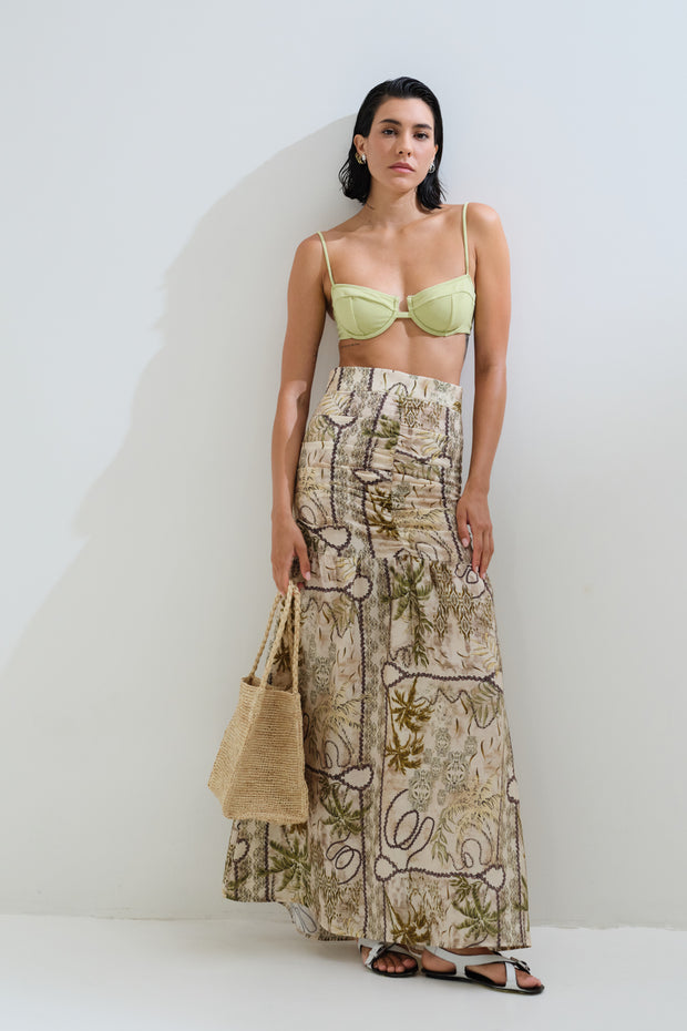 Printed skirt with pleats