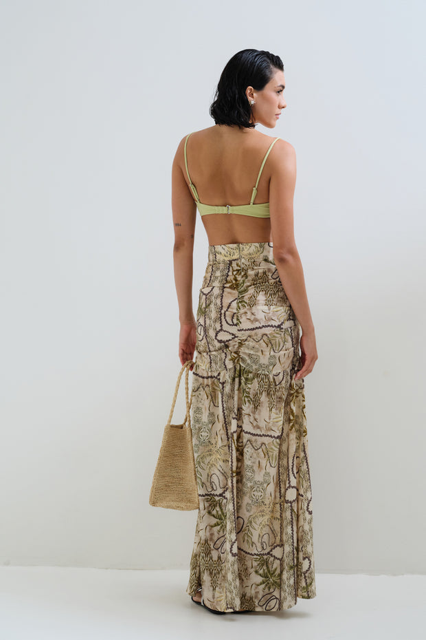 Printed skirt with pleats