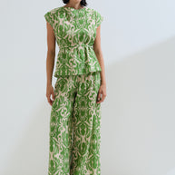 Printed blouse with matching belt