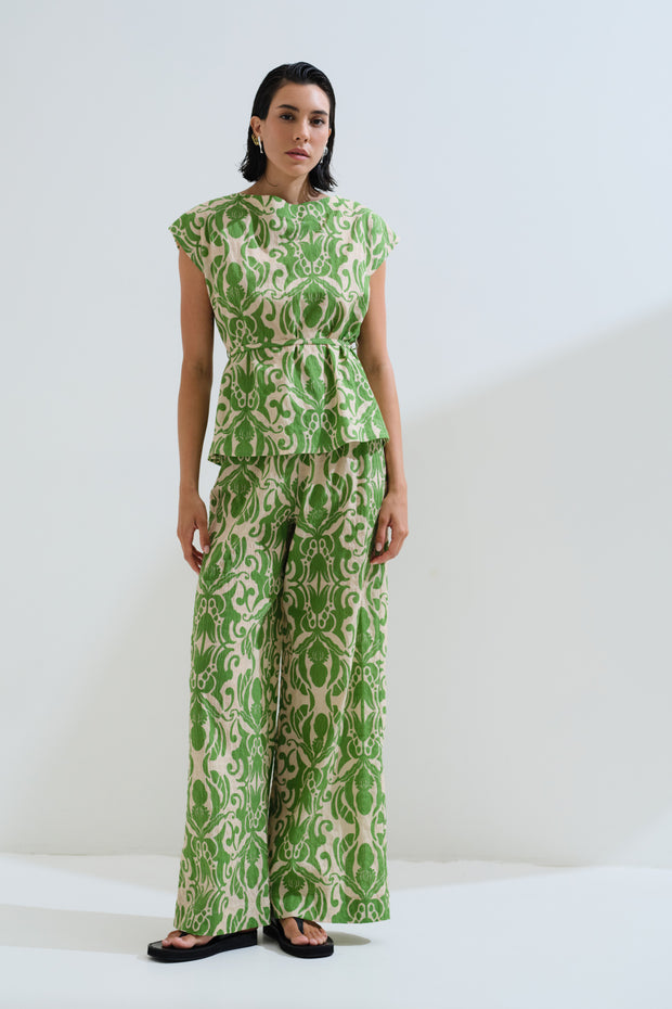 Παντελόνι εμπριμέ πράσινο