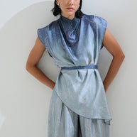 Asymmetric drape blouse