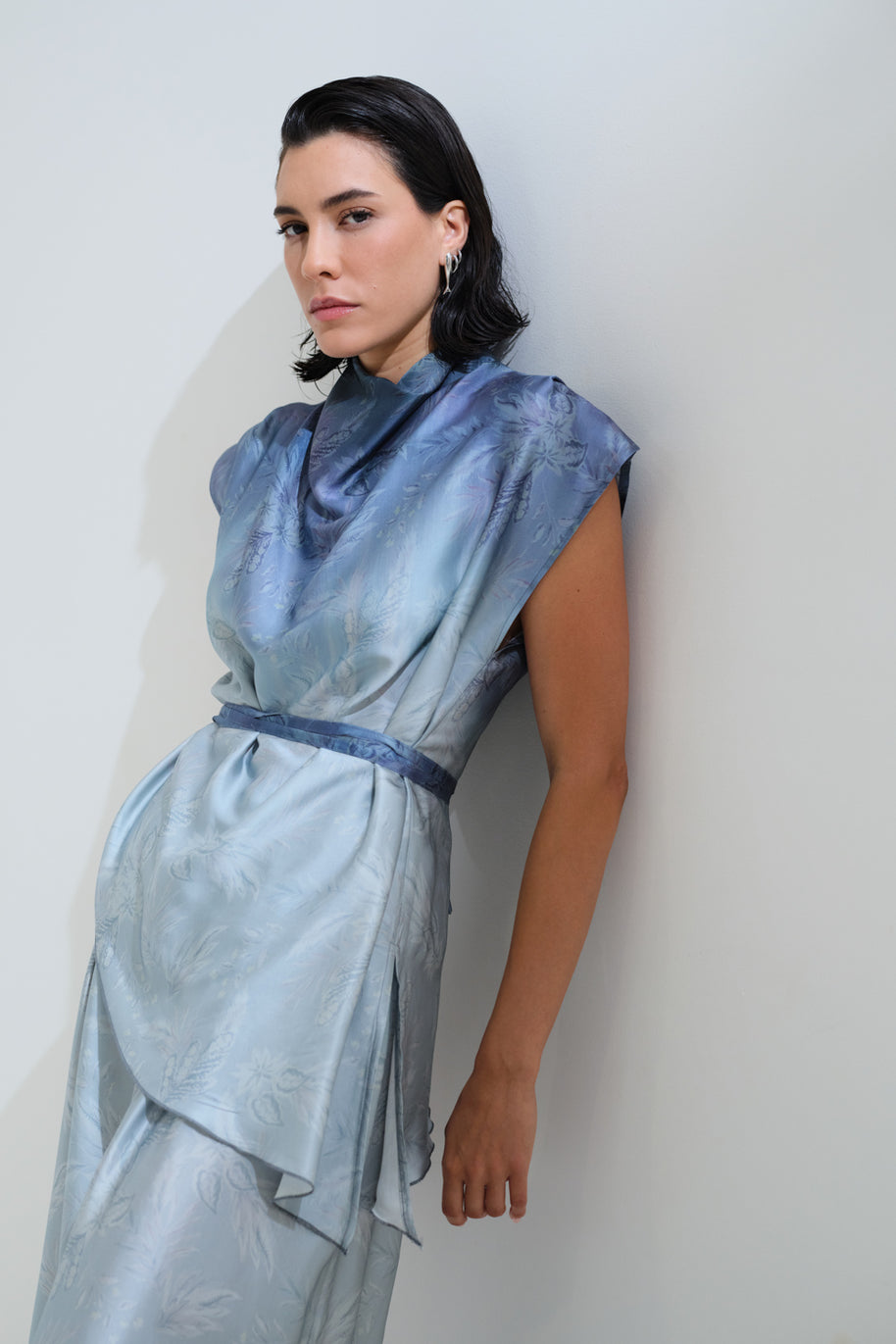 Asymmetric drape blouse