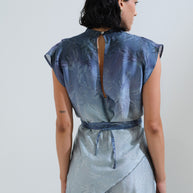 Asymmetric drape blouse