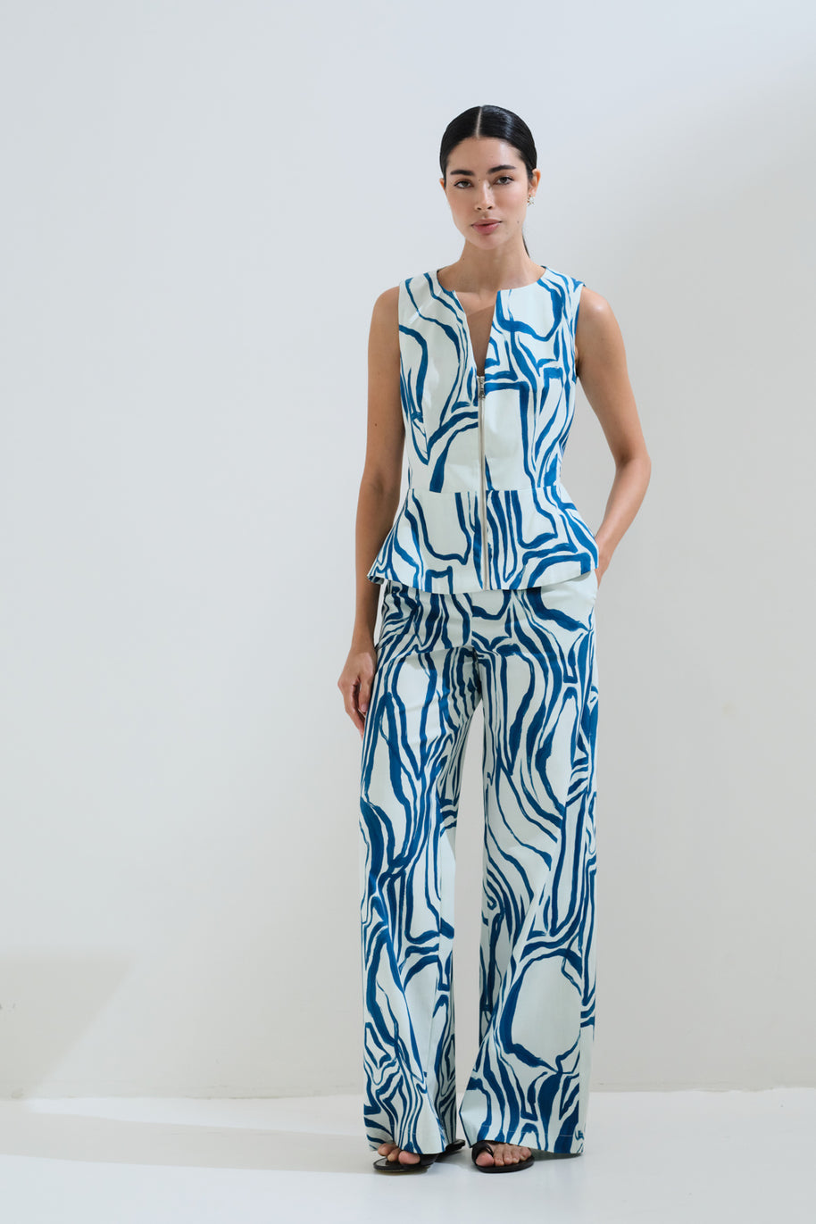 Παντελόνι wide leg εμπριμέ