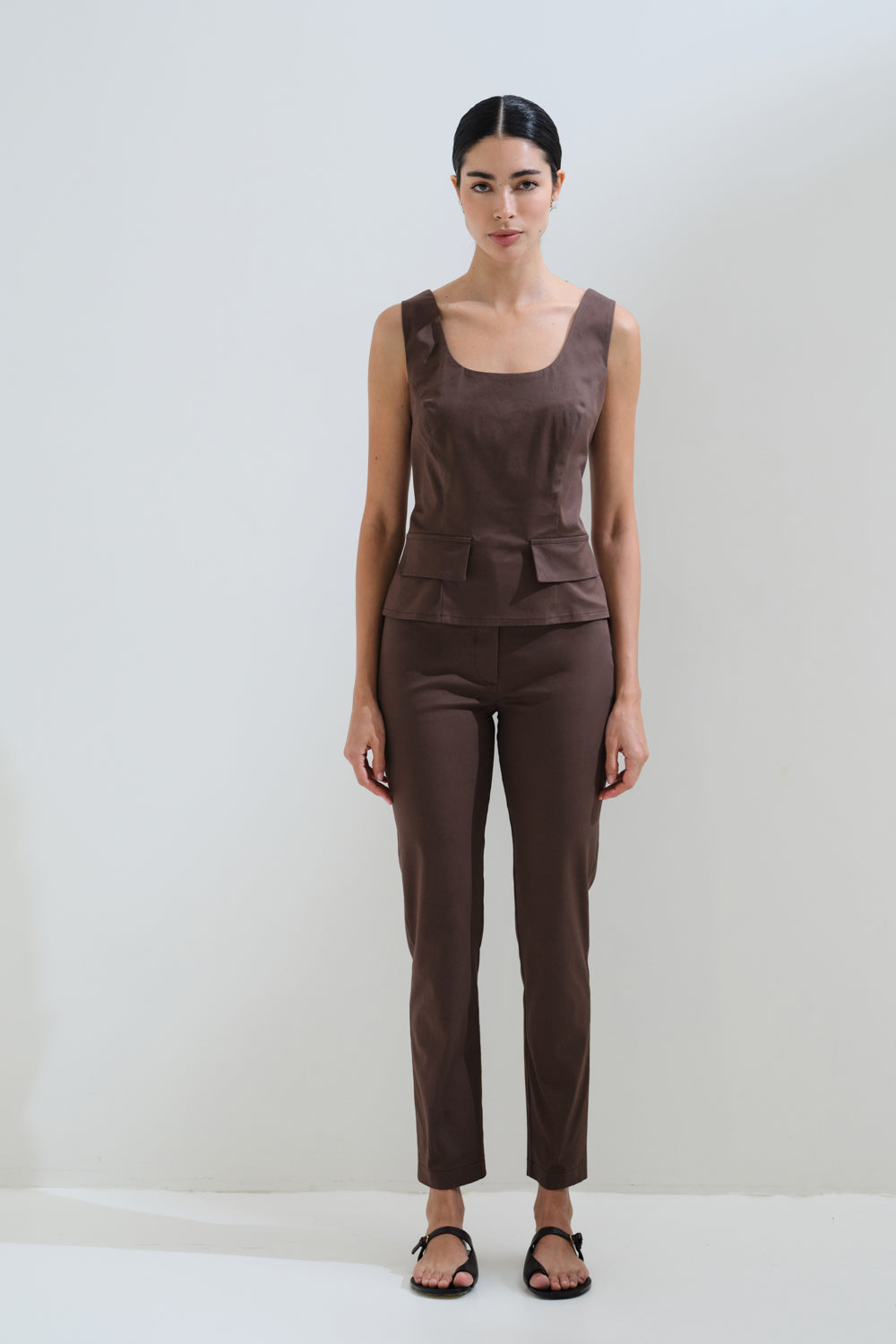 Sleeveless wide strap blouse