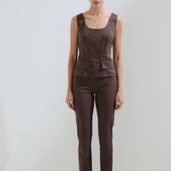 Sleeveless wide strap blouse