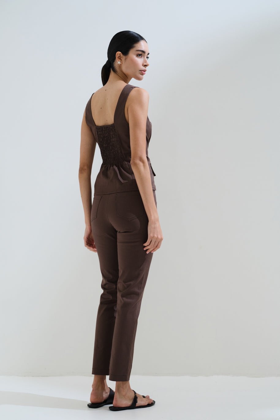 Sleeveless wide strap blouse
