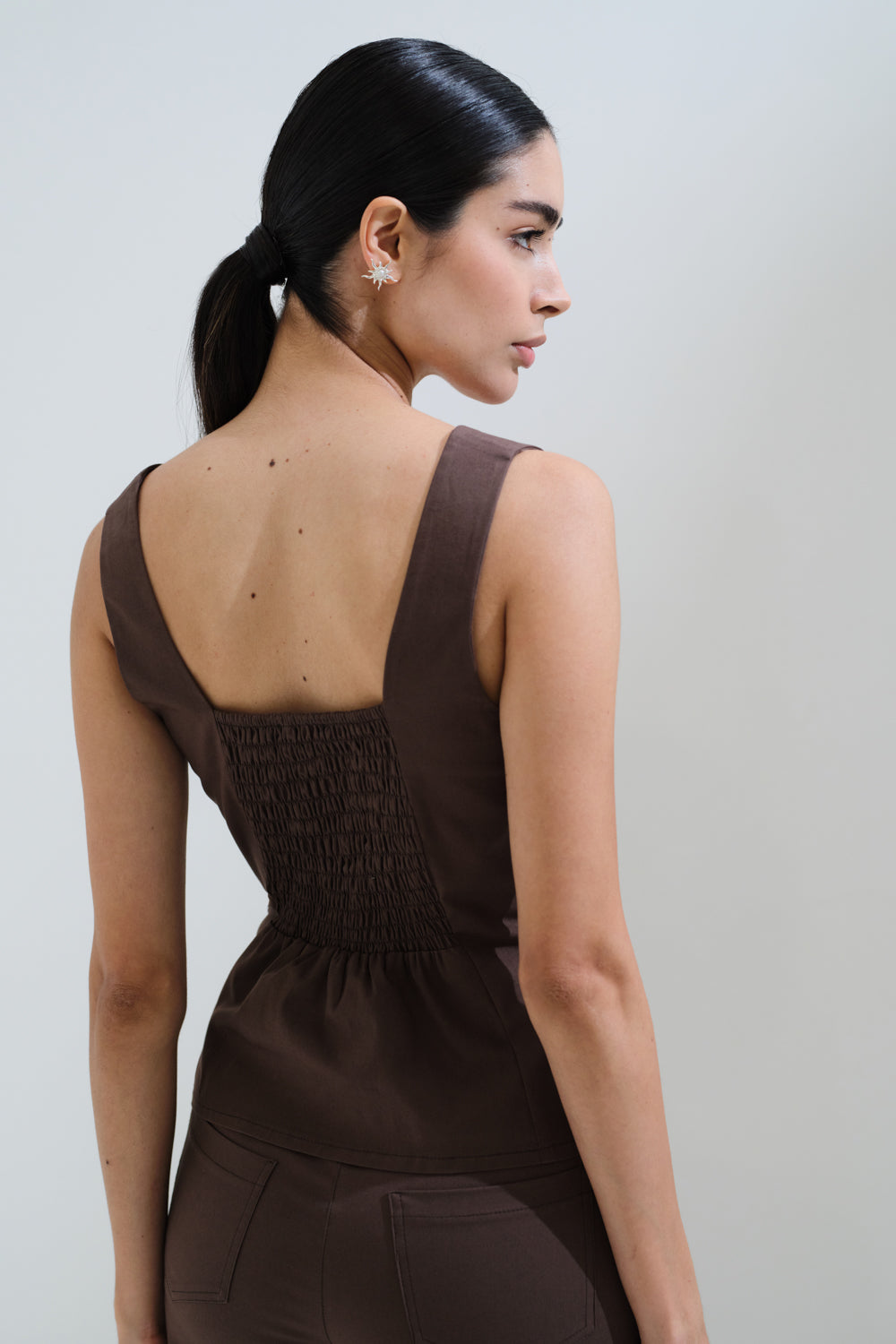 Sleeveless wide strap blouse