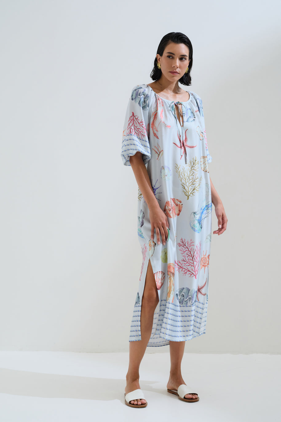 Φόρεμα εμπριμέ κοχύλια