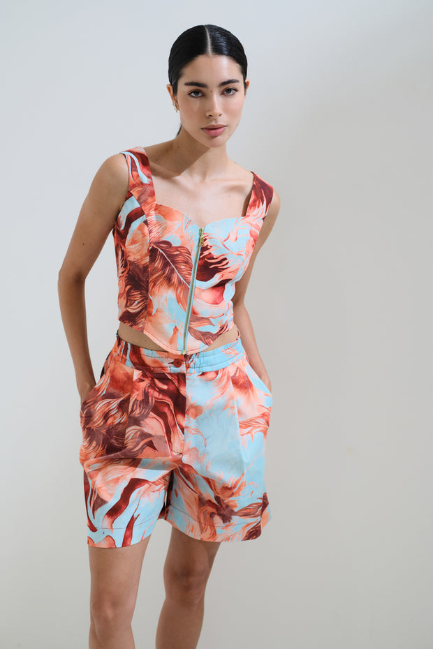 Printed high waisted shorts