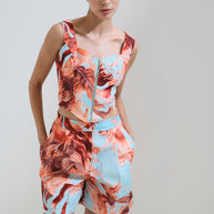 Printed top with zipper 