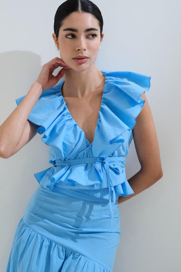 Asymmetric gathered skirt