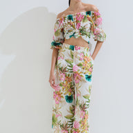 Παντελόνι λινό φλοράλ