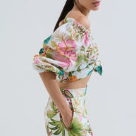 Παντελόνι λινό φλοράλ