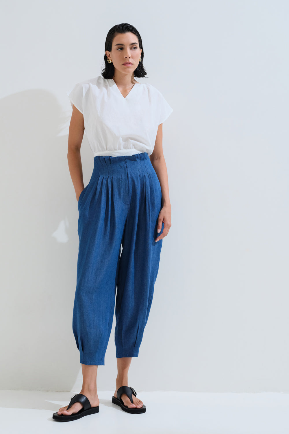 Παντελόνι barrel με πιέτες