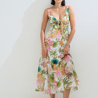 Φόρεμα λινό φλοράλ