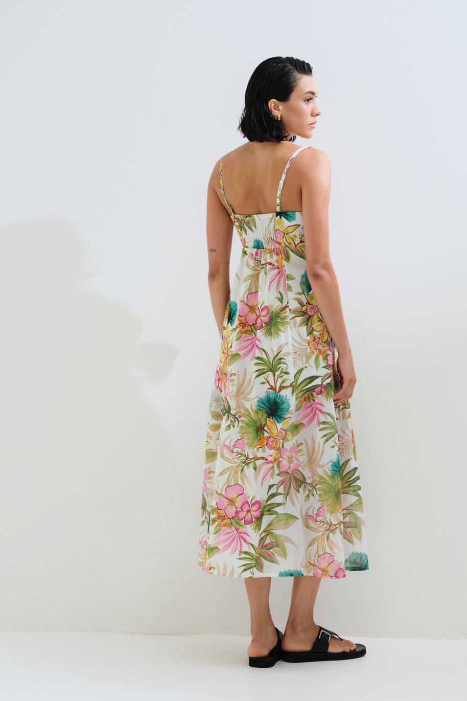 Φόρεμα λινό φλοράλ