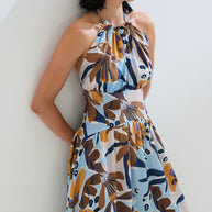 Printed dress ties neck and back