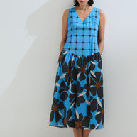 Plaid floral sleeveless dress