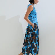 Plaid floral sleeveless dress