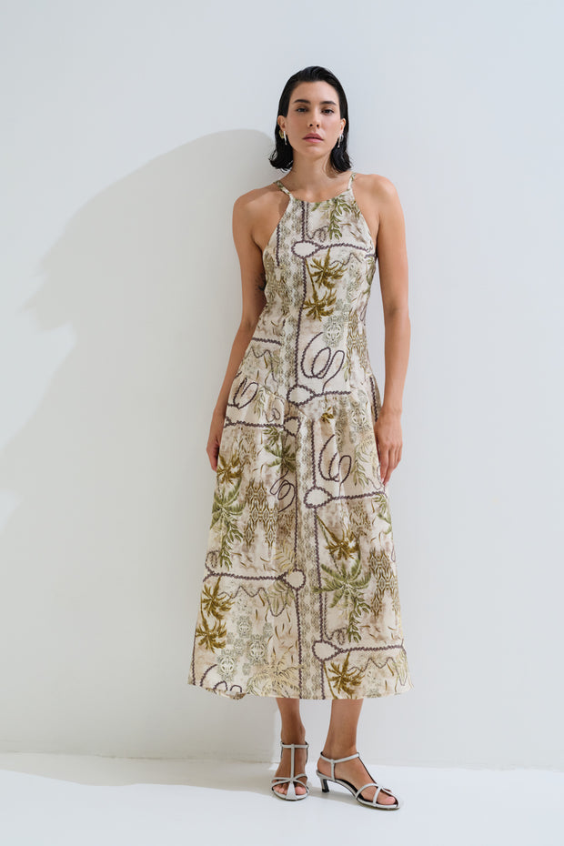 Printed dress midi open back