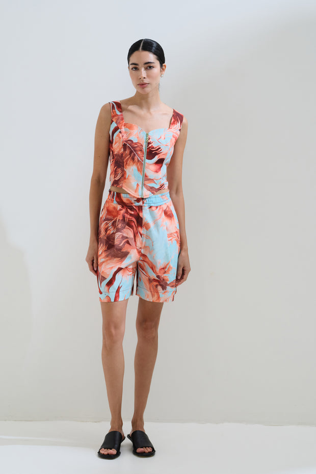 Printed high waisted shorts