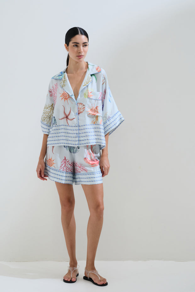 Shell printed shorts