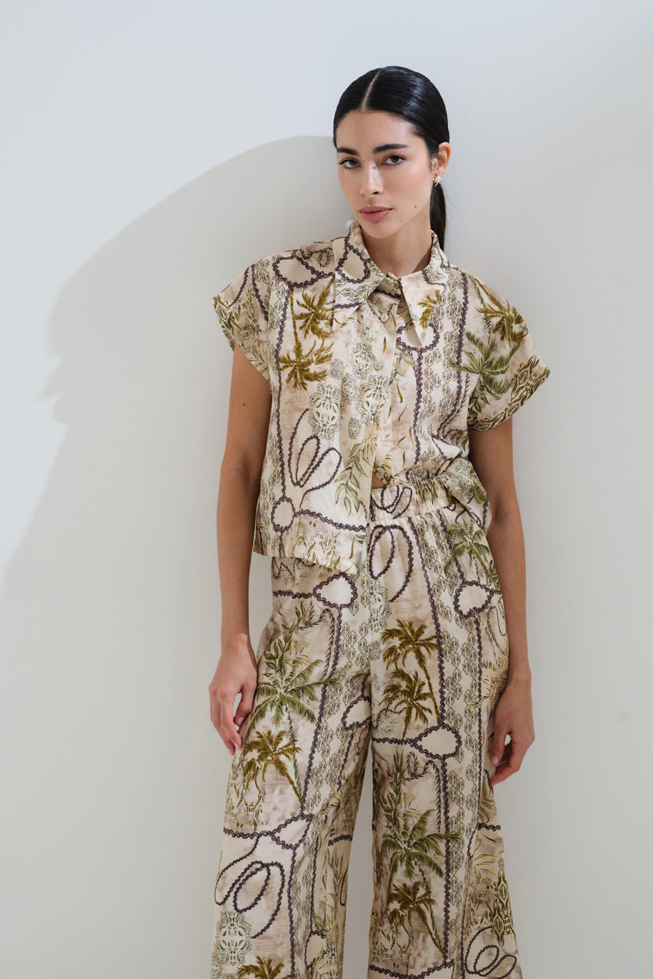 Printed cropped pants