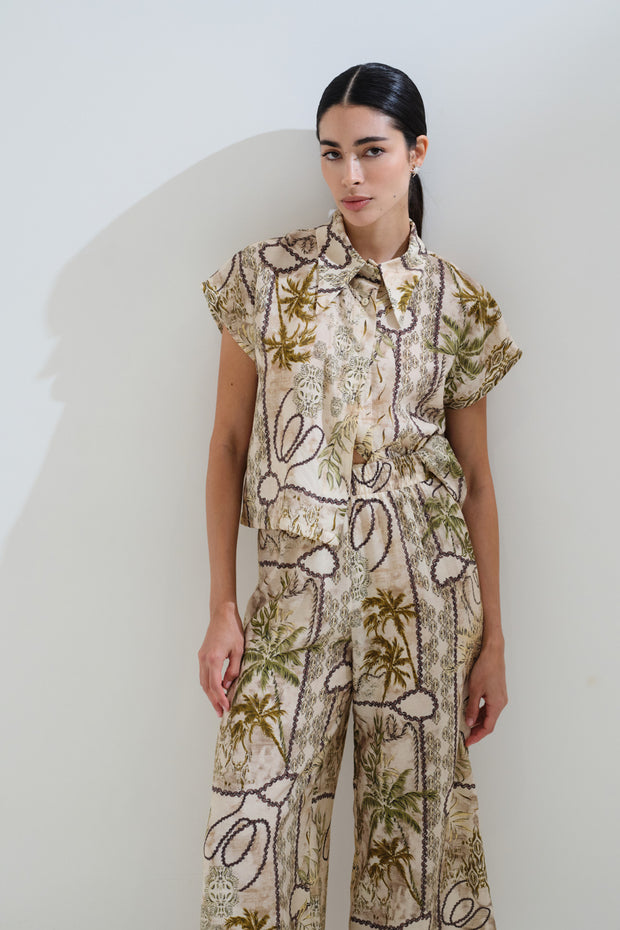 Square line printed shirt