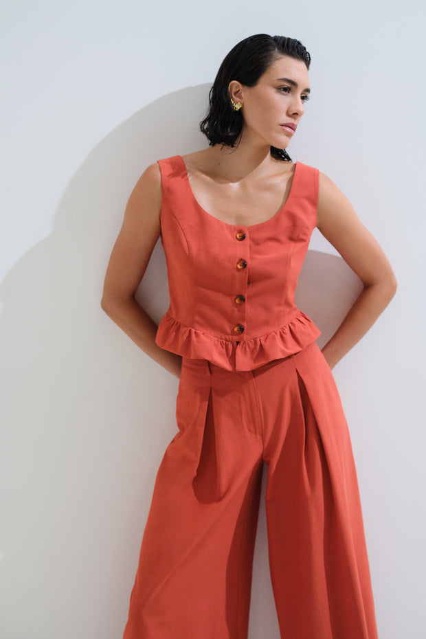 Ruffled buttoned blouse