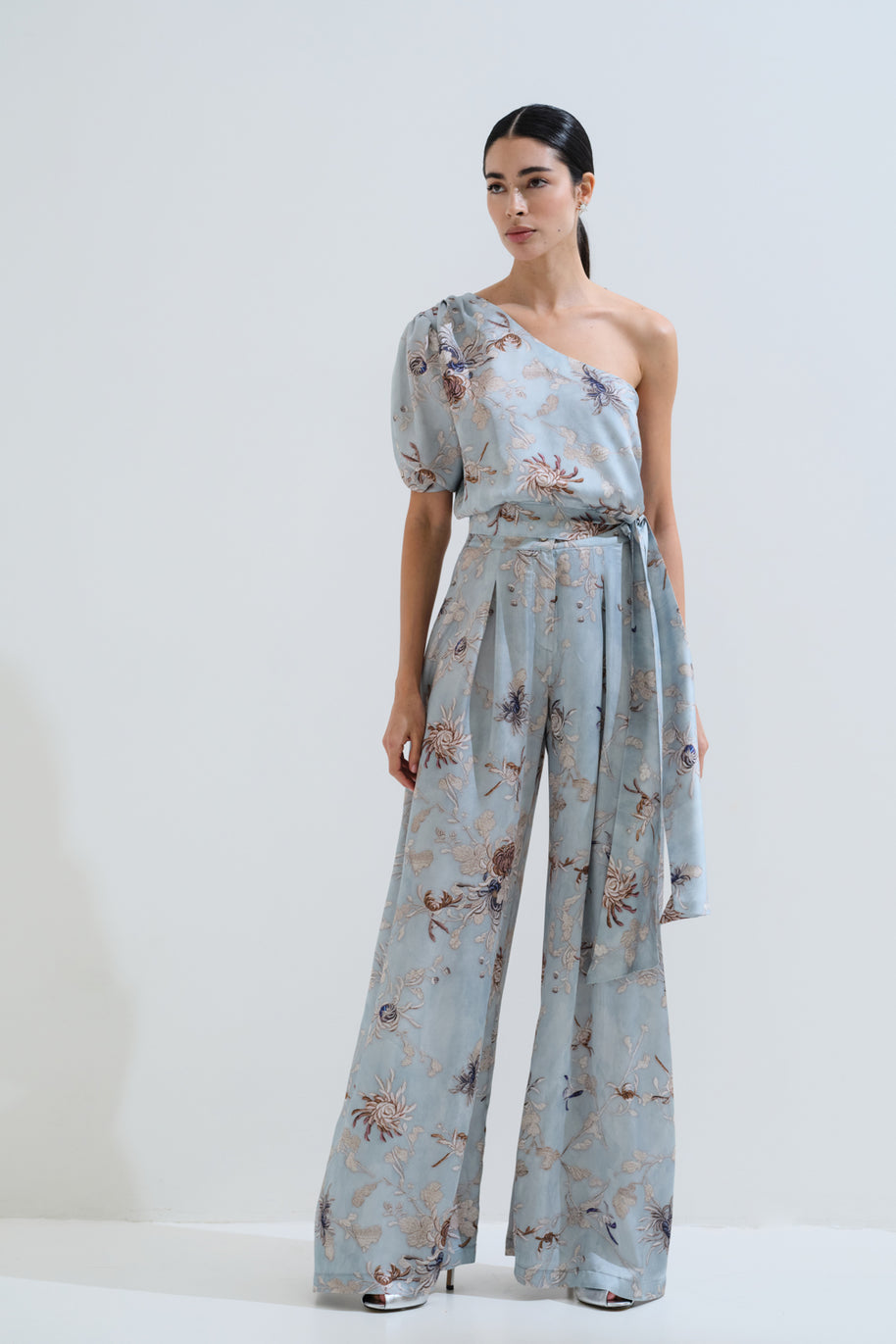 Παντελόνι σατέν φαρδύ με πιέτα