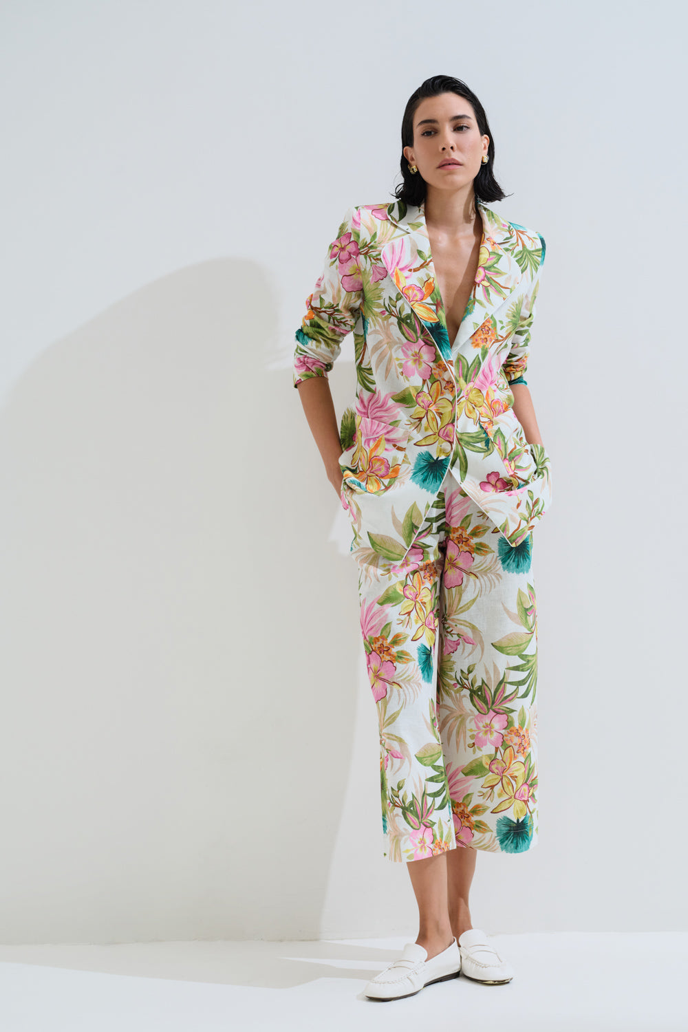 Παντελόνι λινό φλοράλ