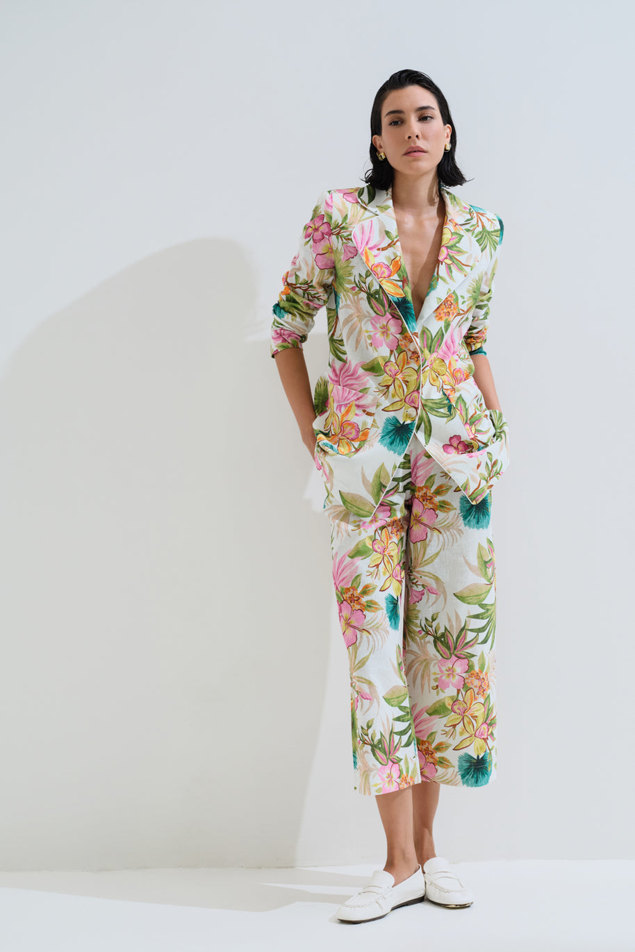 Παντελόνι λινό φλοράλ