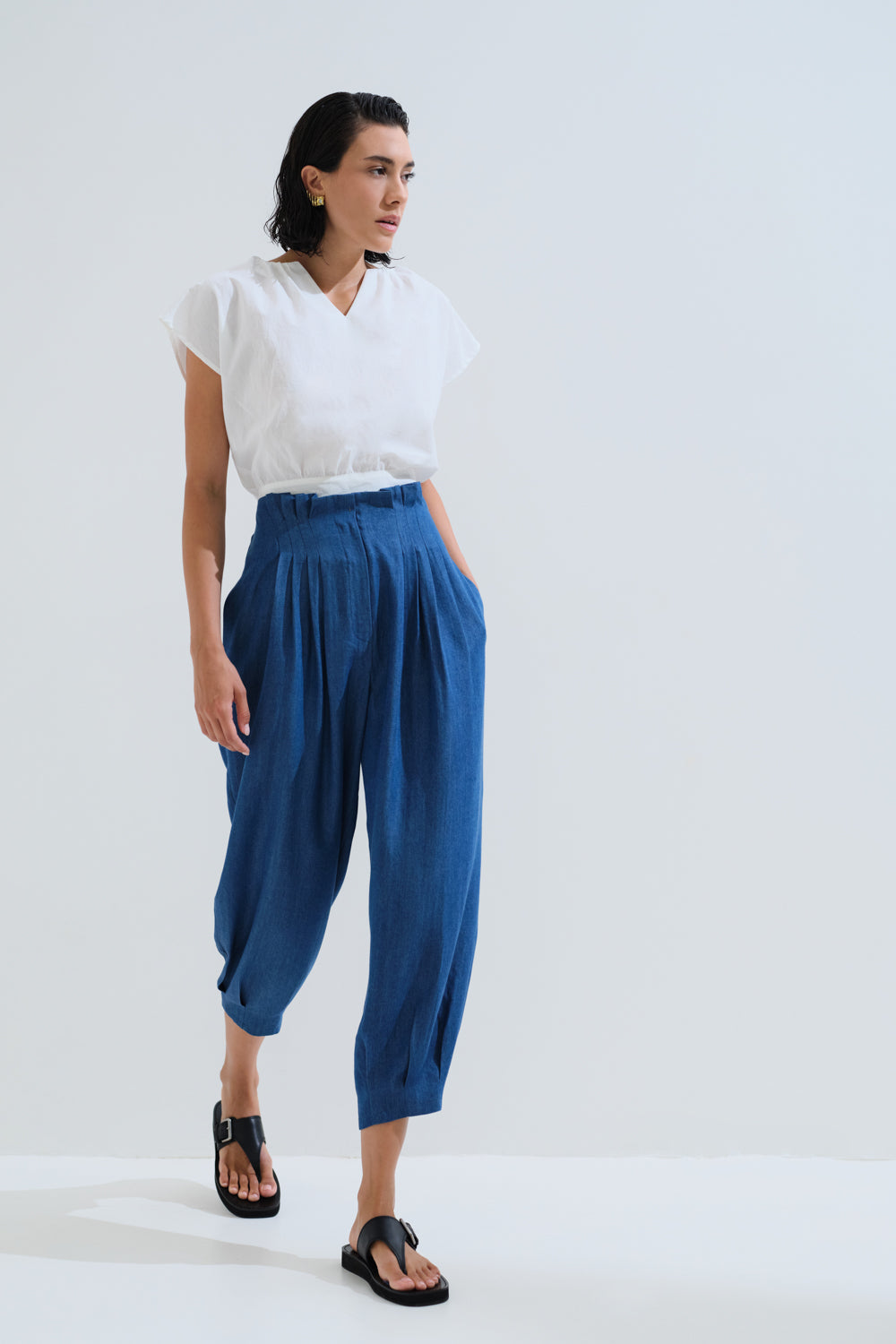 Παντελόνι barrel με πιέτες