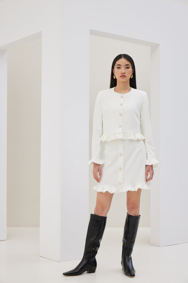 Crepe Jacket with Ruffles