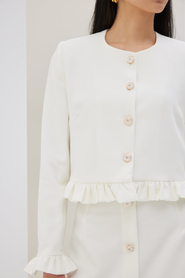 Crepe Jacket with Ruffles