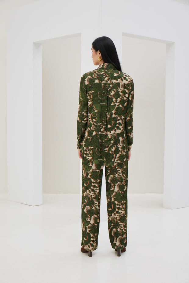 Green Printed Pants