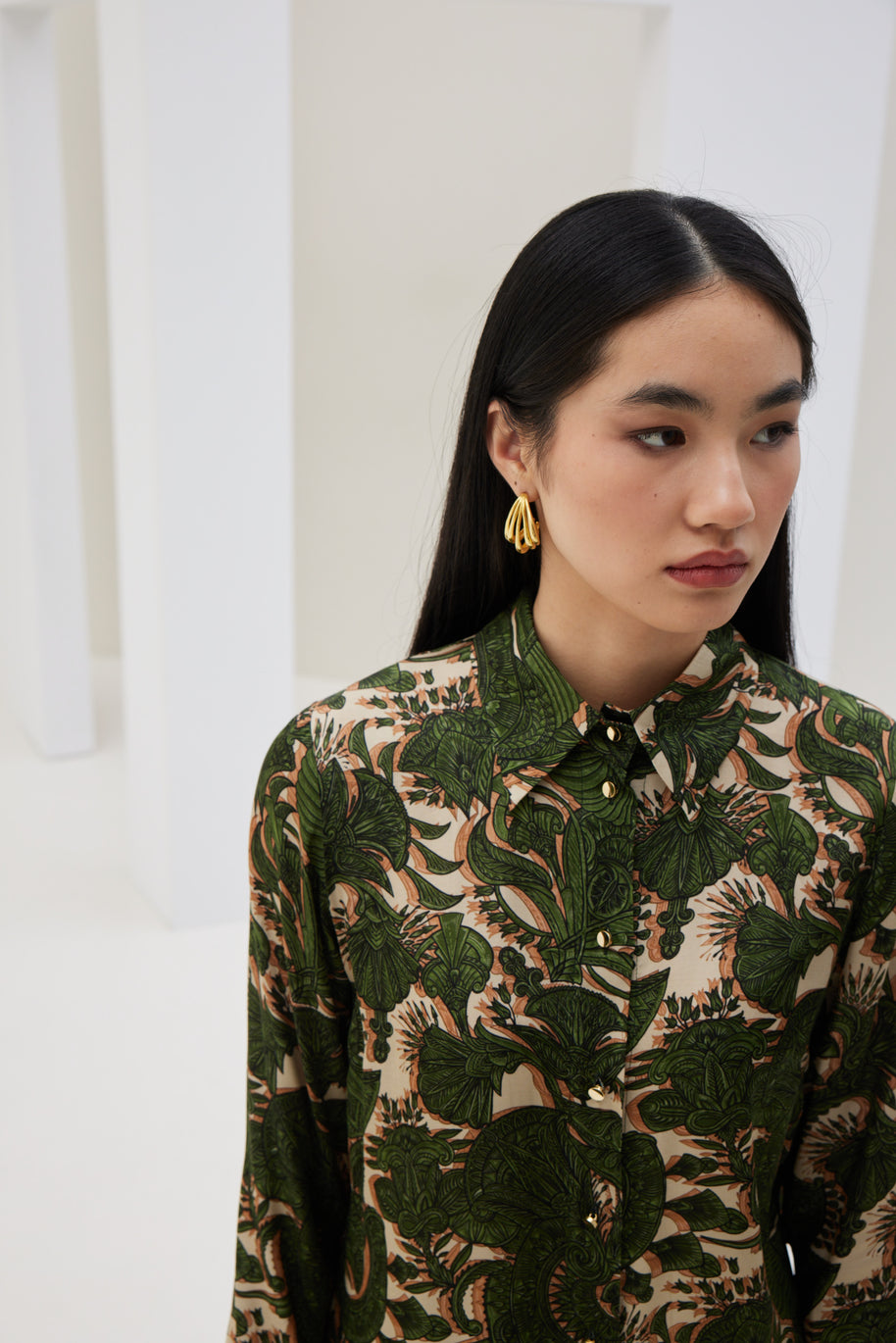 Green Printed Shirt